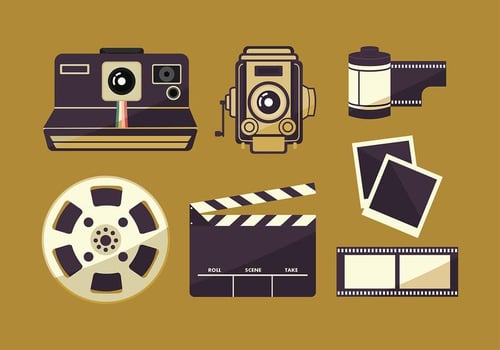 Film Canister and Photography Set Free Vector