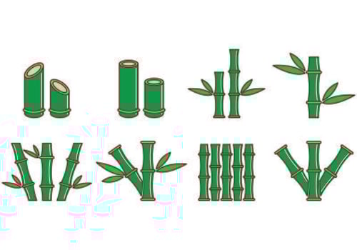 Set Of Bamboo Icons vector