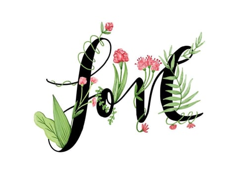 Hand Drawn Love Flowers vector