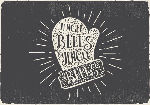 Vintage Hand Drawn Christmas Glove With Lettering vector