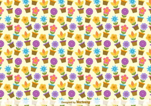 Flower Buckets Vector Pattern