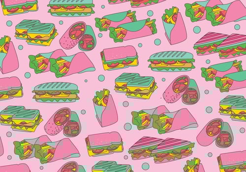 Panini Sandwich Pattern Vector