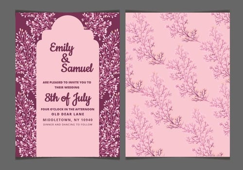 Vector Pink Delicate Wedding Invitation