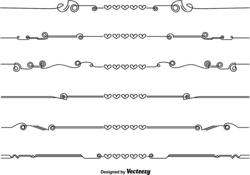 Vector Line Style Dividers With Hearts