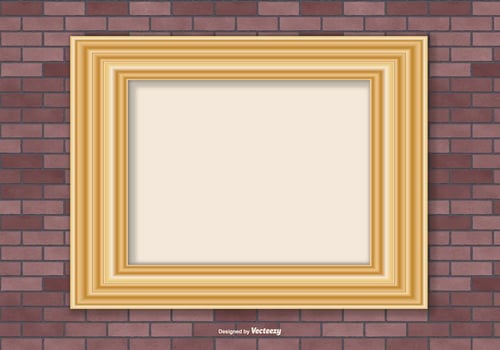 Gold Frame on Brick Wall Background vector