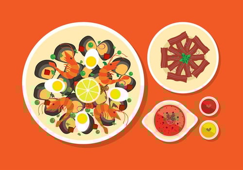 Paella Menu Flat Free Vector