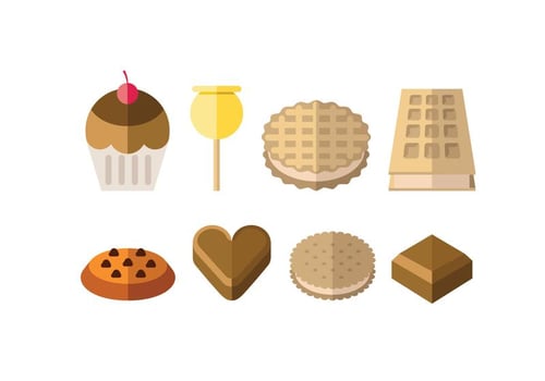 Sweet and dessert icons vector