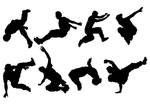 Break Dancing Siluetas Icons Vector