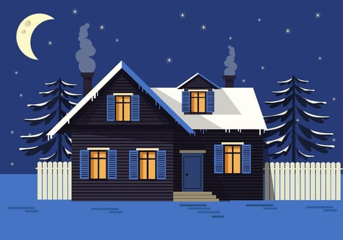 Free Night Landscape Vector House 