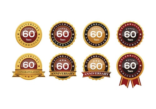 60TH Anniversary Badges Vectors