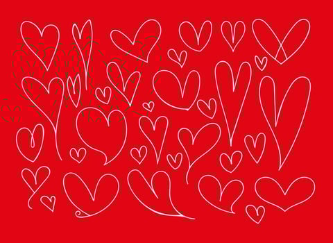 Vector Set Of Doodle Hearts