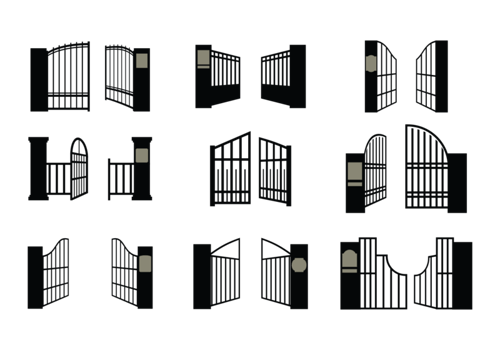 Open Gate Icons Vector