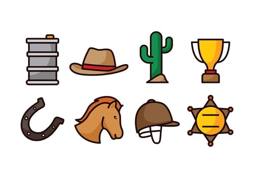 Barrel Racing Icon Set vector