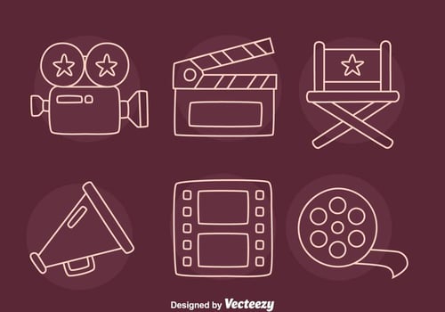 Film Element Line Icons Vector