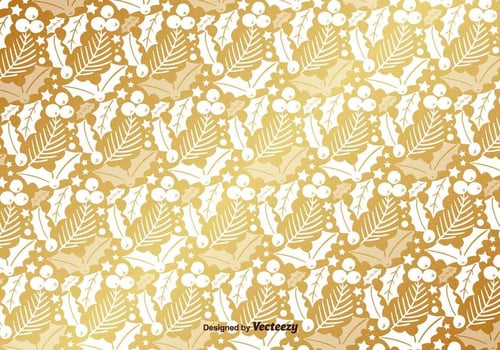 Golden Mistletoe Vector Pattern