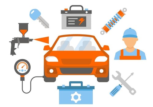 Car Repair and Service Vector Illustration
