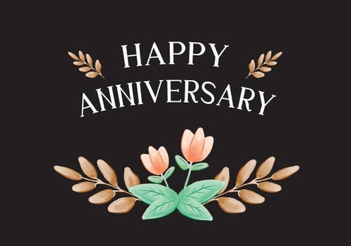 Peach Flower Anniversary Card vector