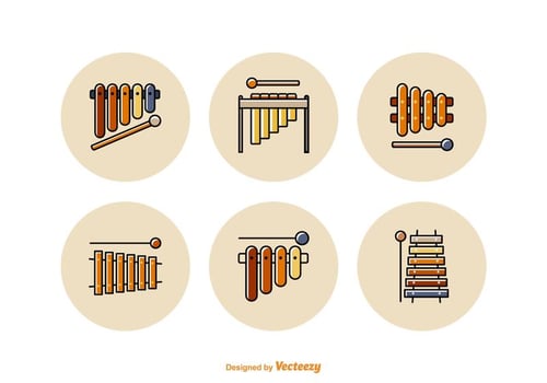 Free Marimba Flat Line Vector Icons
