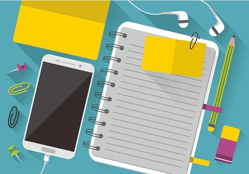 Colorful Block Notes and Smartphone Vector Design