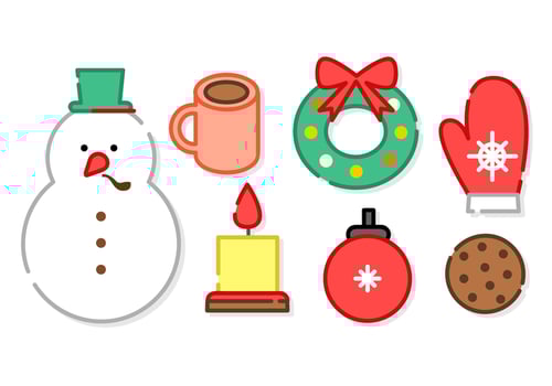 Minimalist Christmas Elements Vector