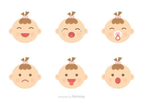 Baby Facial Expression Icons Vector