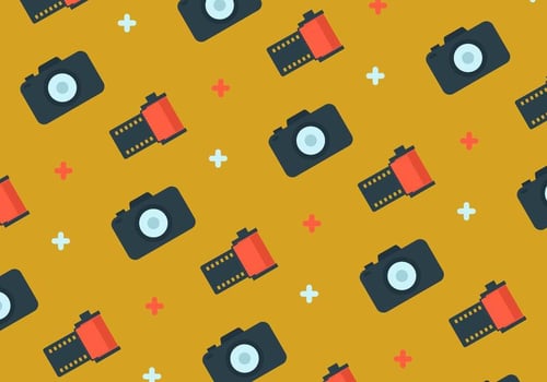 Film Canister and Camera Background vector