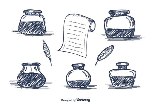 Hand Drawn Inkwell Vector Icons 