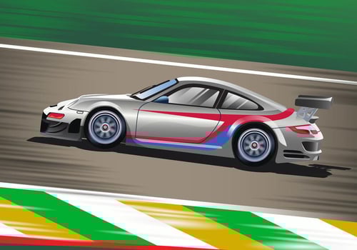 Zooming Race Car Vector Scene 