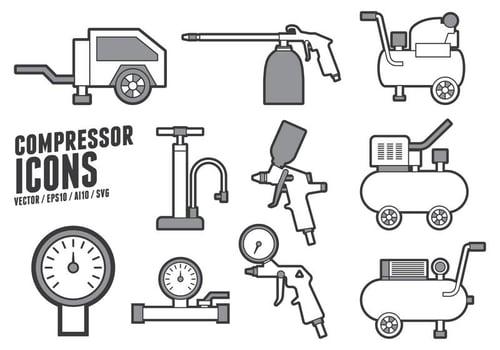 Air Pump and Compressor Accessories Icons vector