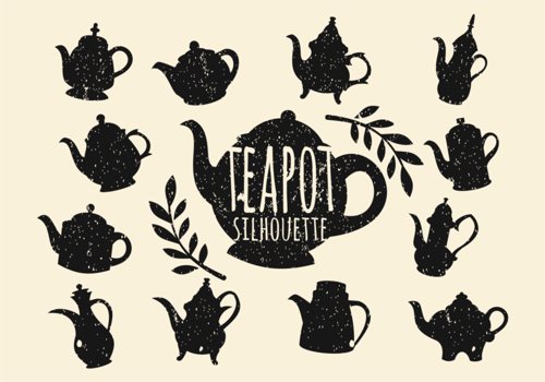 Vintage Teapot Silhouette Vector
