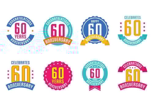60th Anniversary Emblems vector