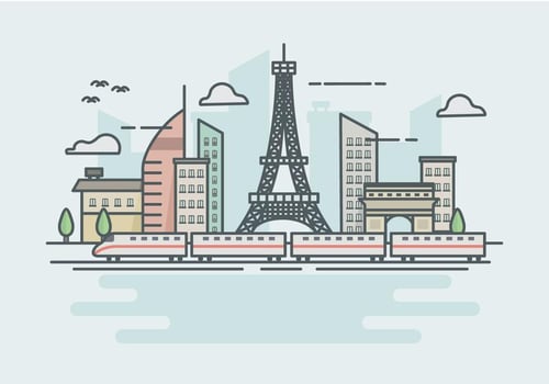 High speed rail TGV city train lanscape ilustration  vector