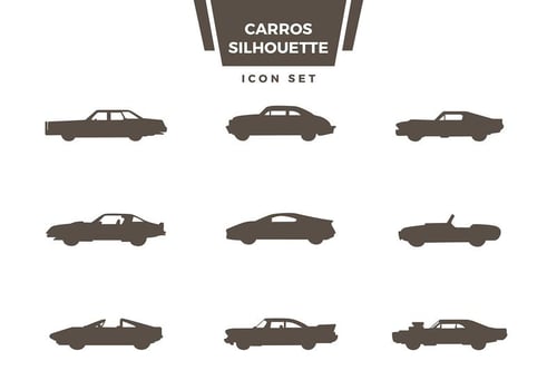 Carros Silhouette Icon Set Vector