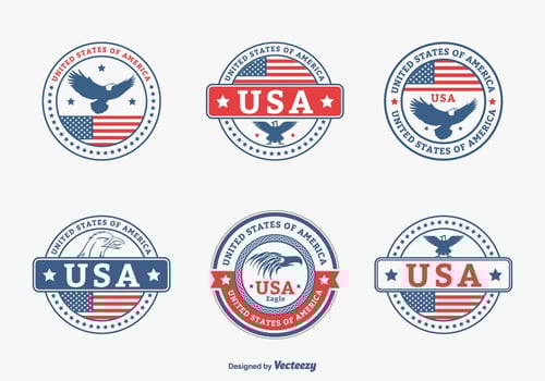 Colored USA Eagle Seal Vector Set