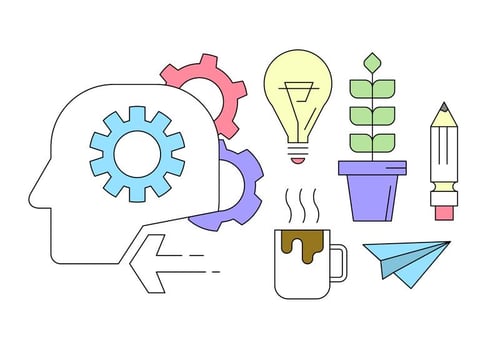 Brainstorming Icons in Thin Line Design vector