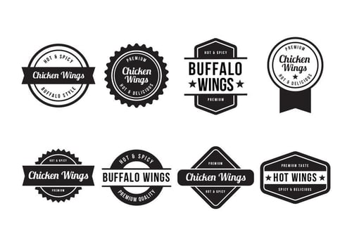 Buffalo and Chicken Wings Badge Vector