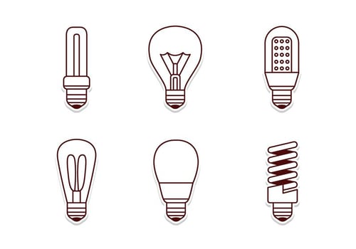 Electricity Lamp Icon Set vector