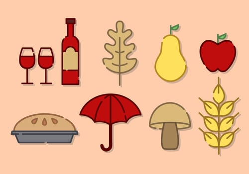 Line Art Thanksgiving Elements Vector