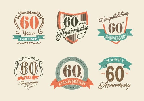 Vintage Retro Anniversary Label Vector Pack