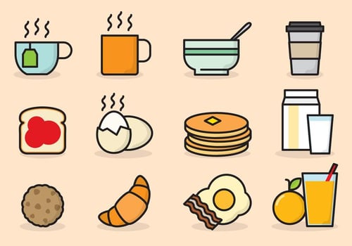 Cute Breakfast Icons vector