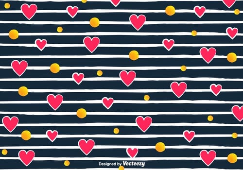 Vector Love Pattern With Hearts And Stripes
