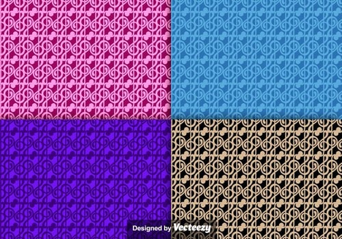 Music Violin Key Icon Seamless Colorful Patterns vector