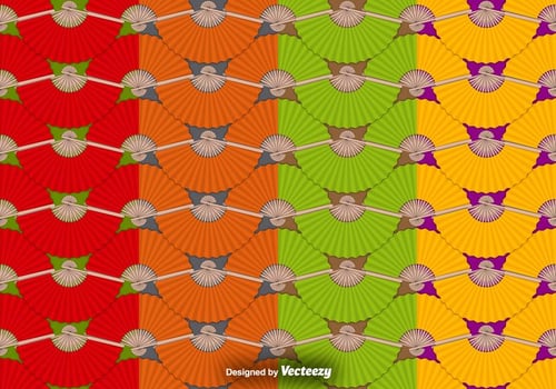 Vector Seamless Patterns With Spanish Fan Icons