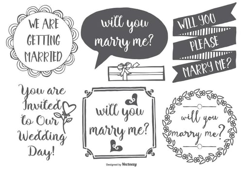 Cute Marry Me Hand Drawn Lables vector