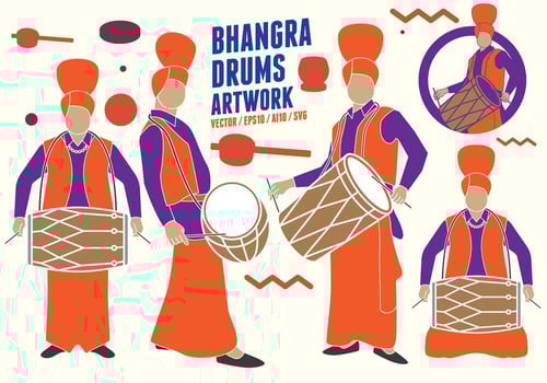 Punjabi Drumers Figures vector