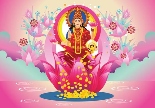 Free Pink Goddess Lakshmi Vector