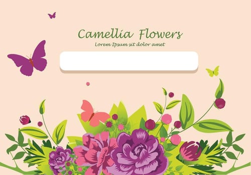 Camellia flowers invitation card design illustration vector