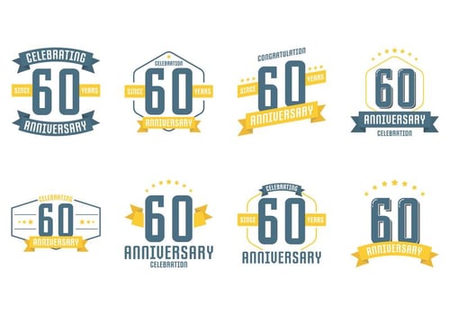60th Anniversary Symbols vector