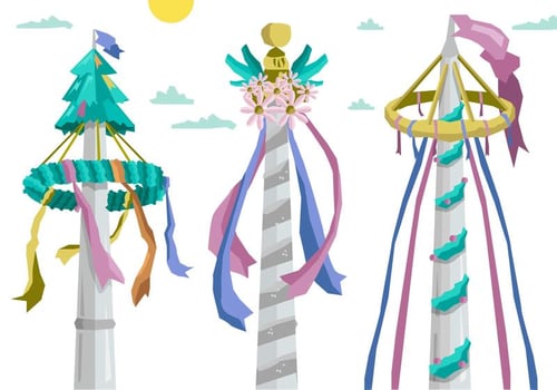 Colorful Maypole Europan Folk Festival Vector