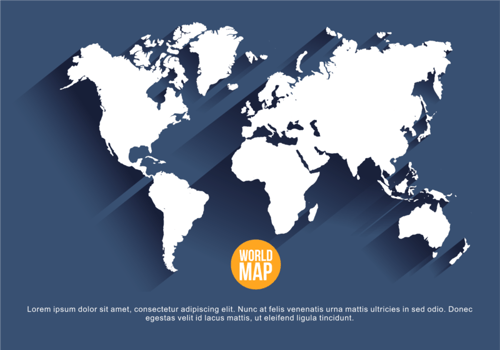 Navy Blue Mapa Mundi Vector Illustration